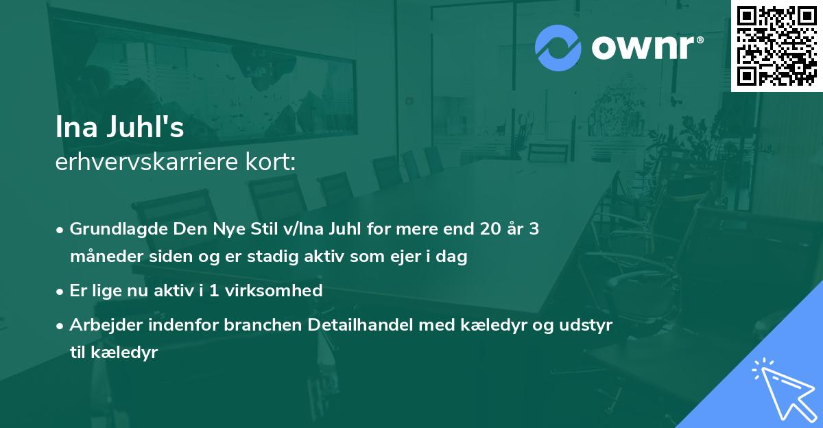 Ina Juhl's erhvervskarriere kort
