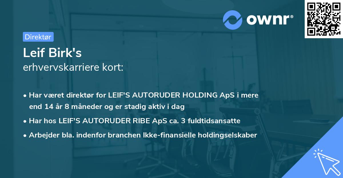 Leif Birk's erhvervskarriere kort