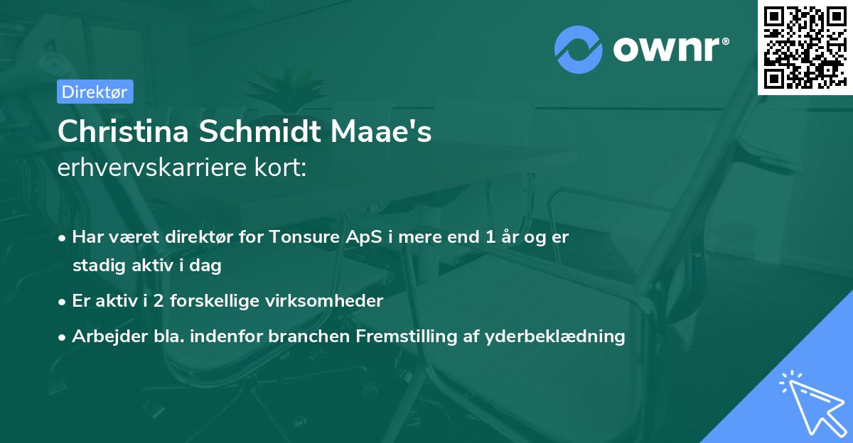 Christina Schmidt Maae's erhvervskarriere kort