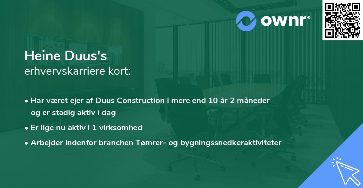Heine Duus's erhvervskarriere kort