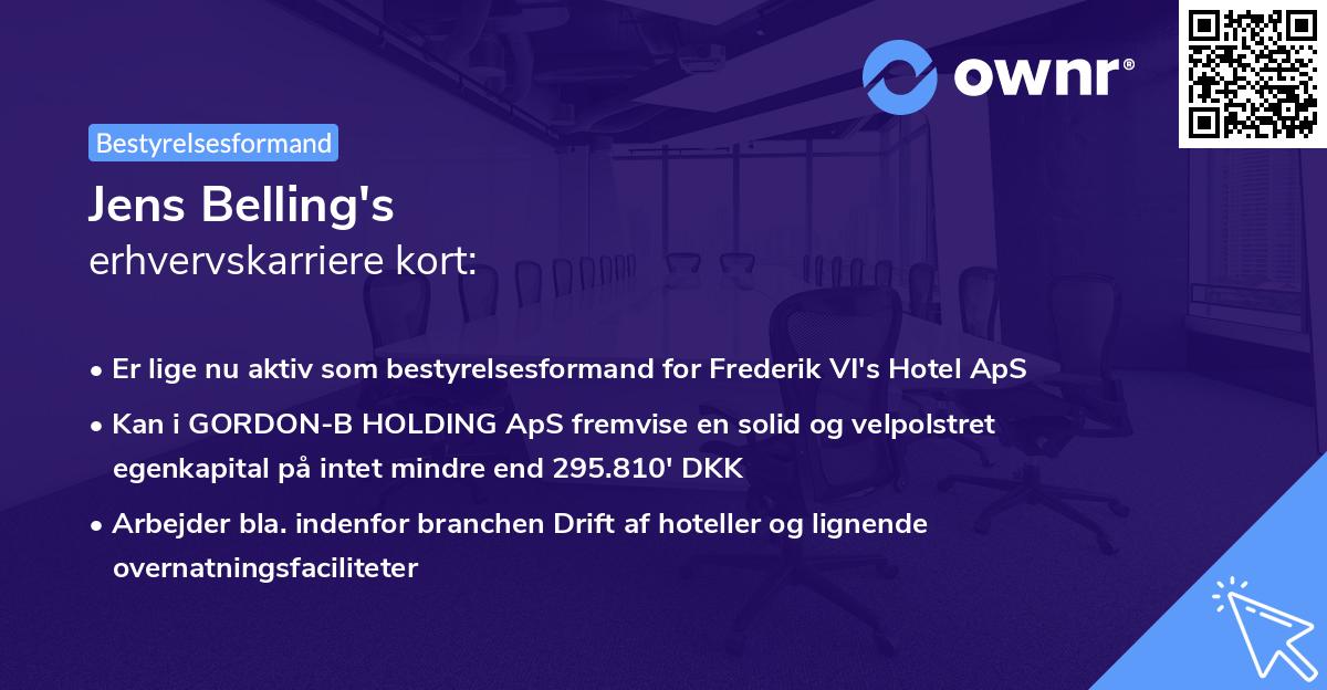 Jens Belling's erhvervskarriere kort