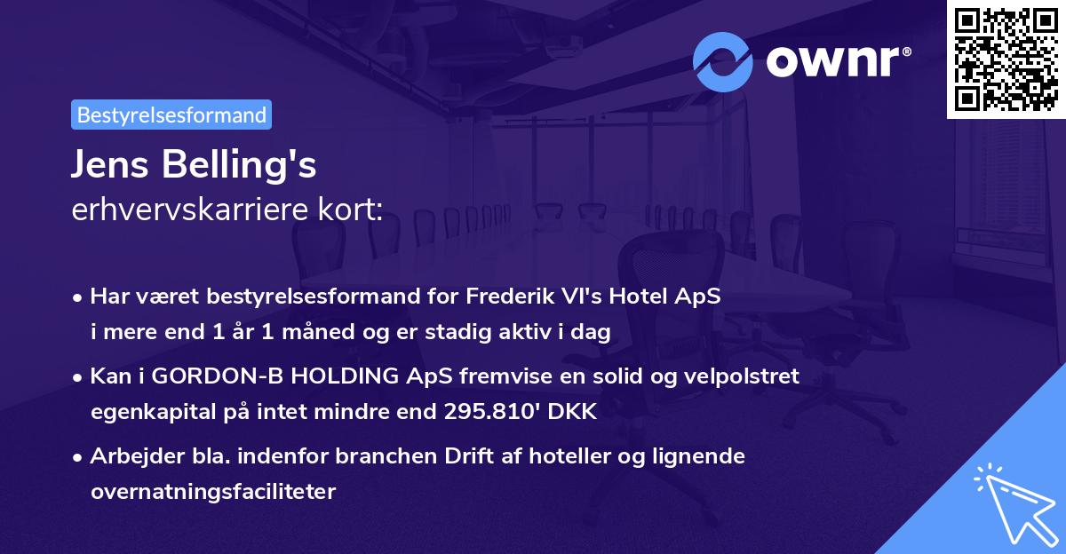 Jens Belling's erhvervskarriere kort