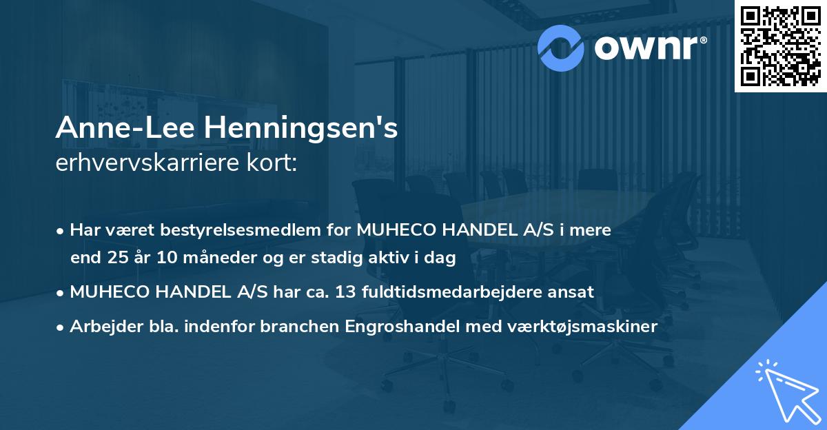 Anne-Lee Henningsen's erhvervskarriere kort
