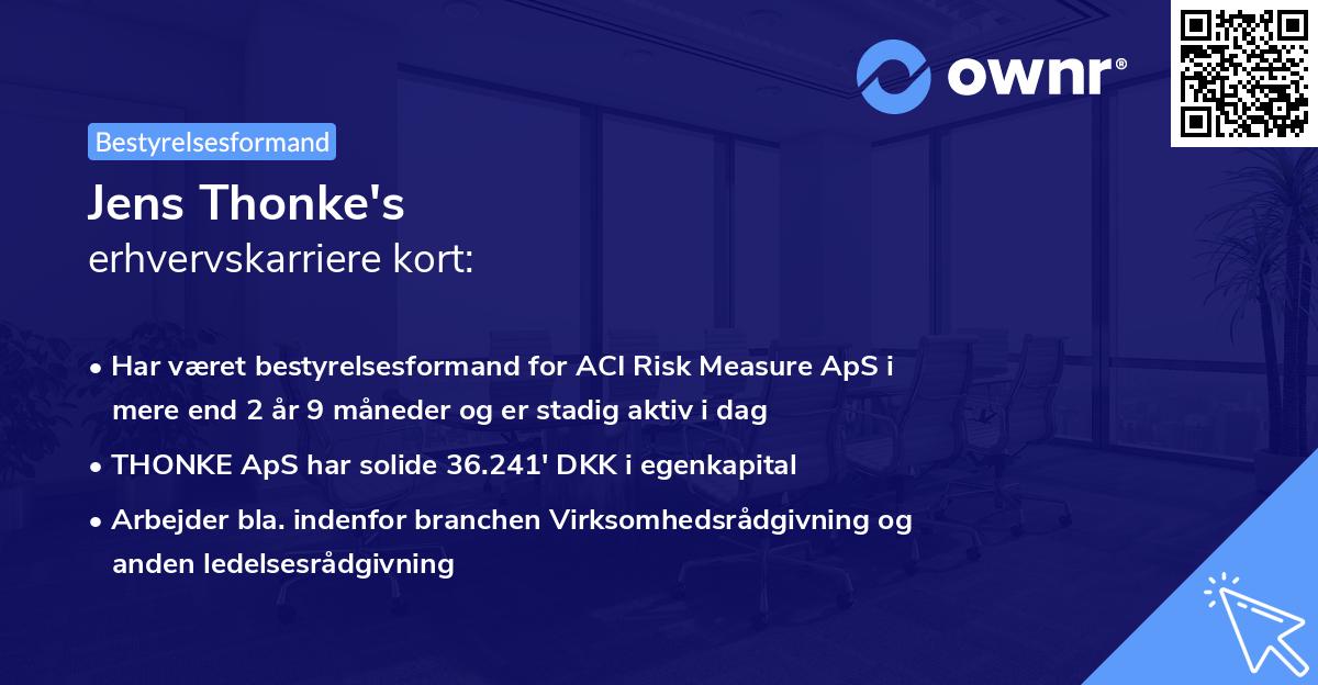 Jens Thonke's erhvervskarriere kort