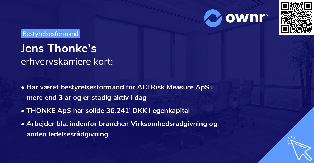 Jens Thonke's erhvervskarriere kort
