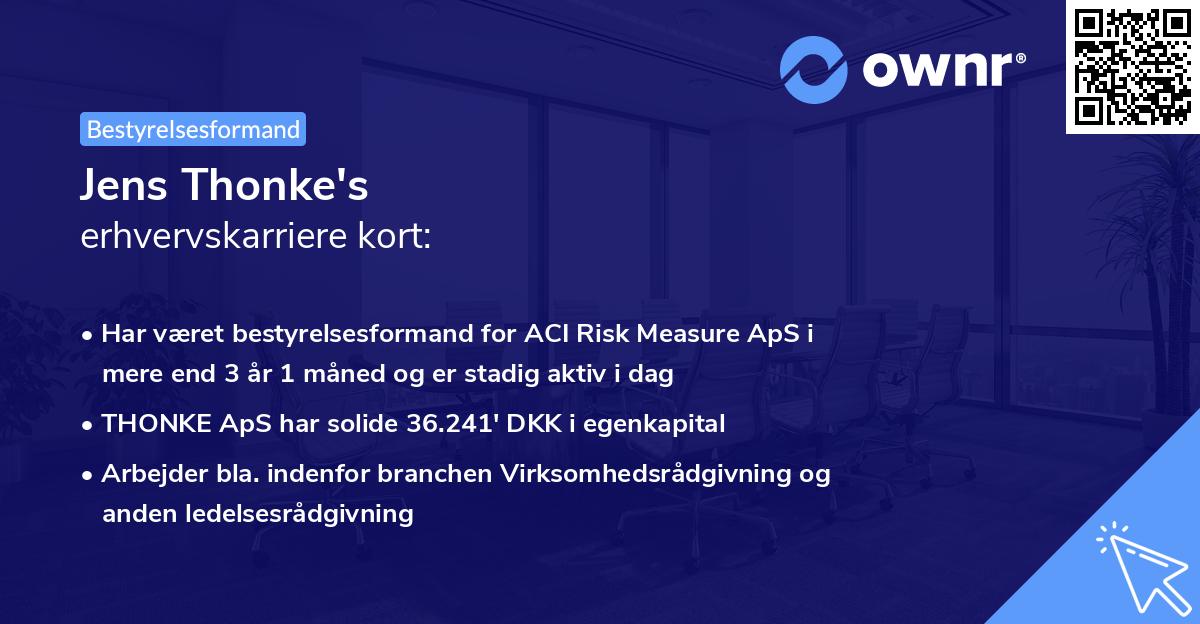Jens Thonke's erhvervskarriere kort