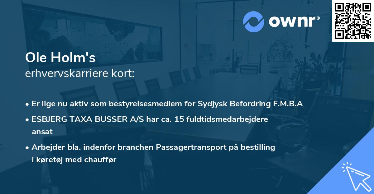 Ole Holm's erhvervskarriere kort