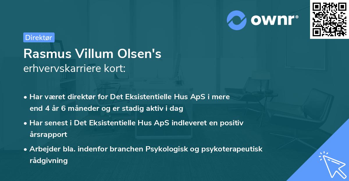 Rasmus Villum Olsen's erhvervskarriere kort