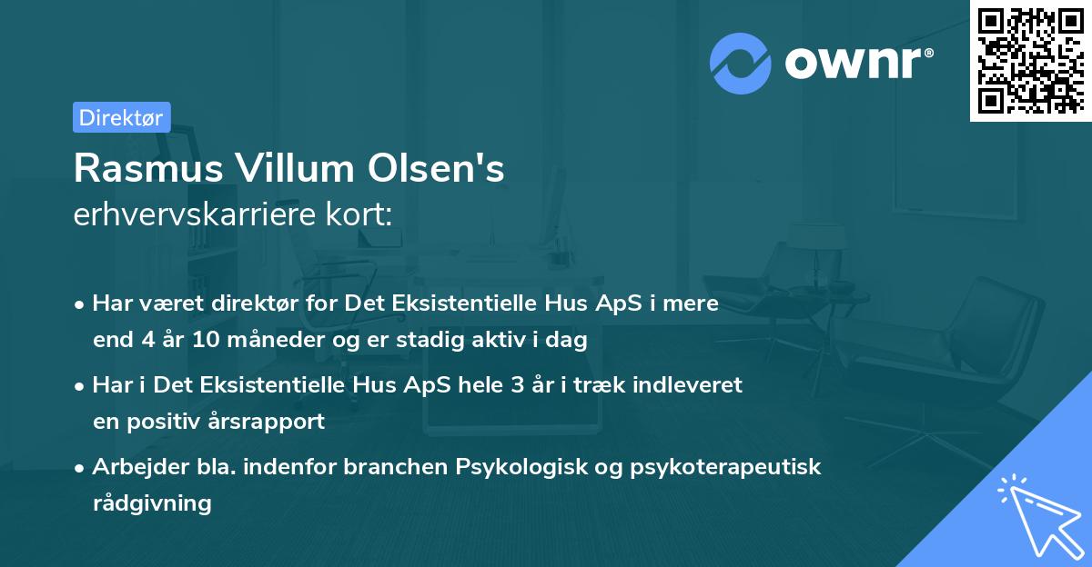 Rasmus Villum Olsen's erhvervskarriere kort