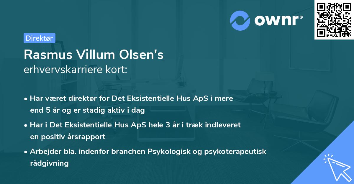 Rasmus Villum Olsen's erhvervskarriere kort