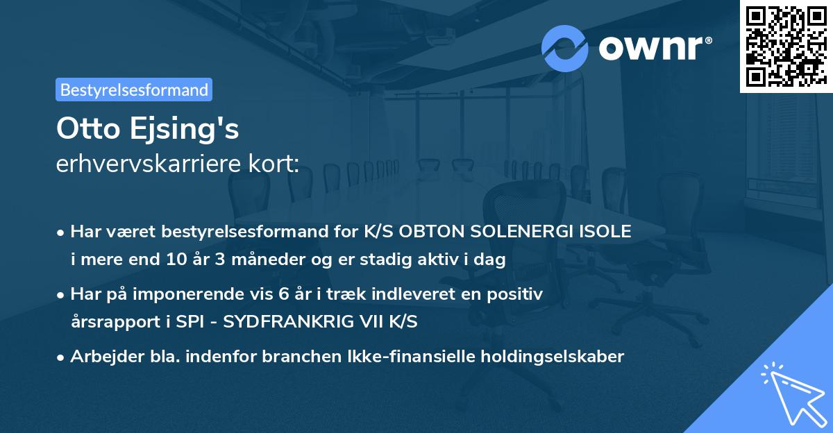 Otto Ejsing's erhvervskarriere kort