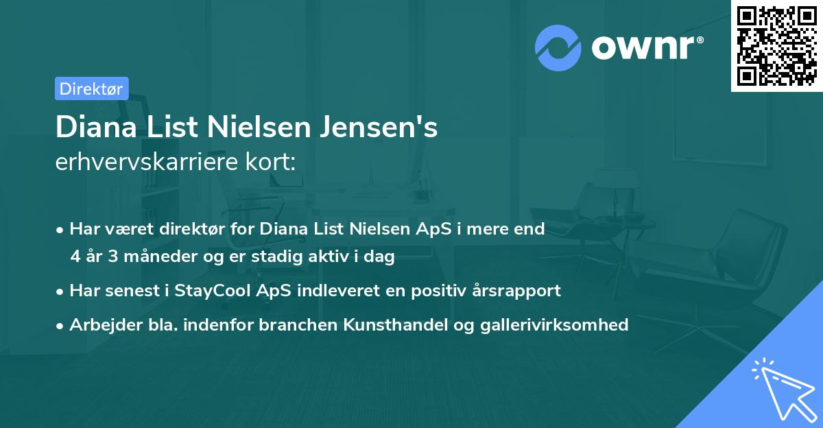 Diana List Nielsen Jensen's erhvervskarriere kort