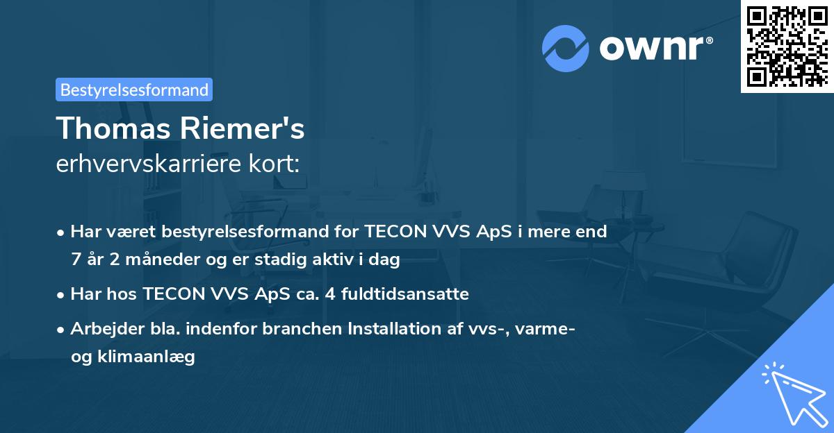 Thomas Riemer's erhvervskarriere kort
