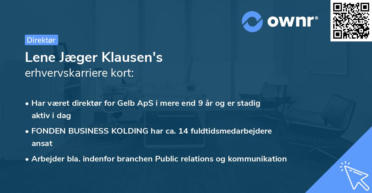 Lene Jæger Klausen's erhvervskarriere kort