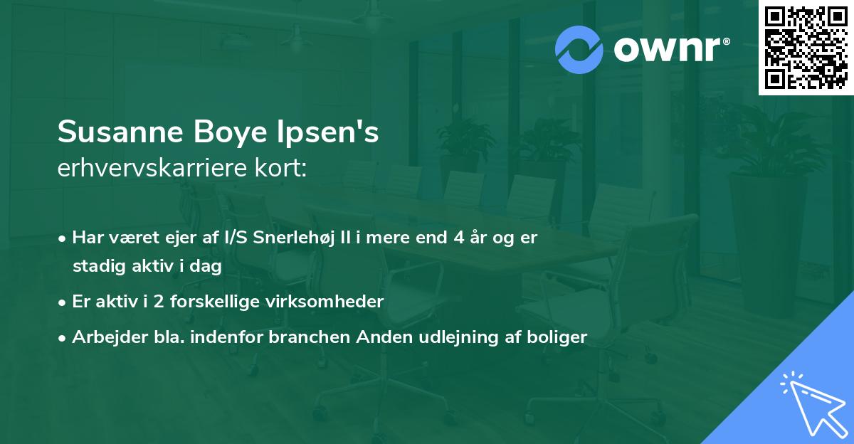 Susanne Boye Ipsen's erhvervskarriere kort