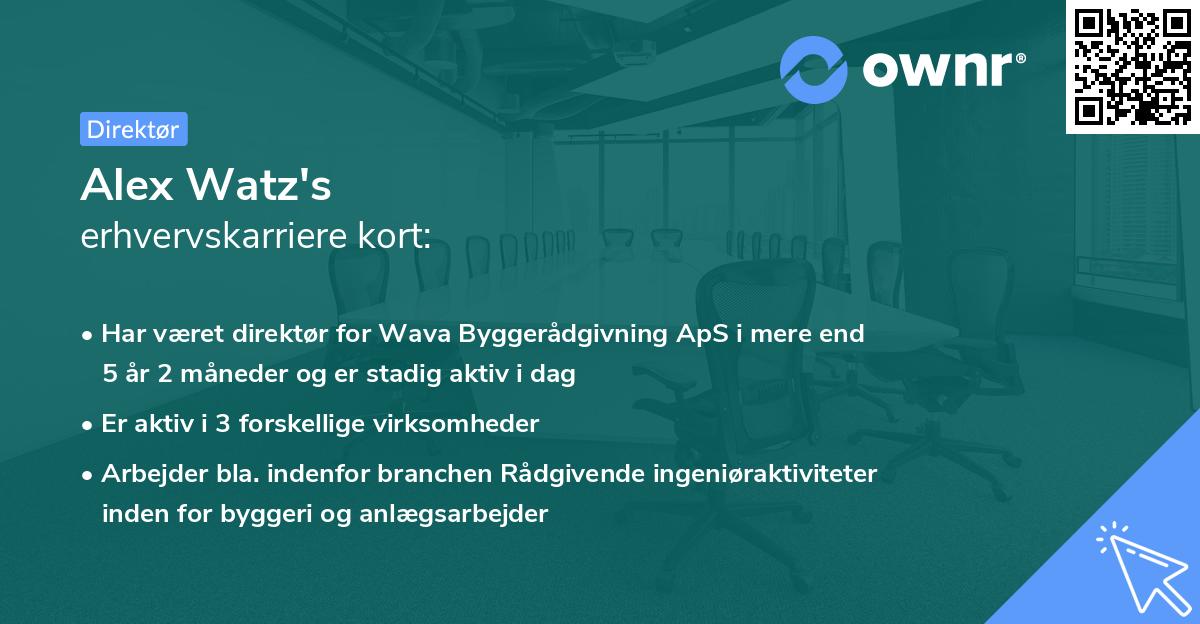 Alex Watz's erhvervskarriere kort