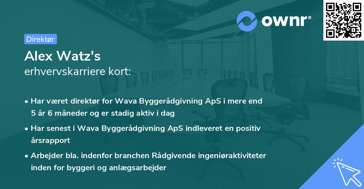 Alex Watz's erhvervskarriere kort