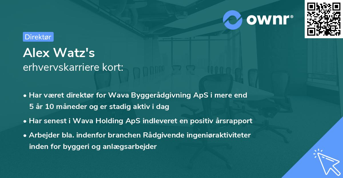 Alex Watz's erhvervskarriere kort