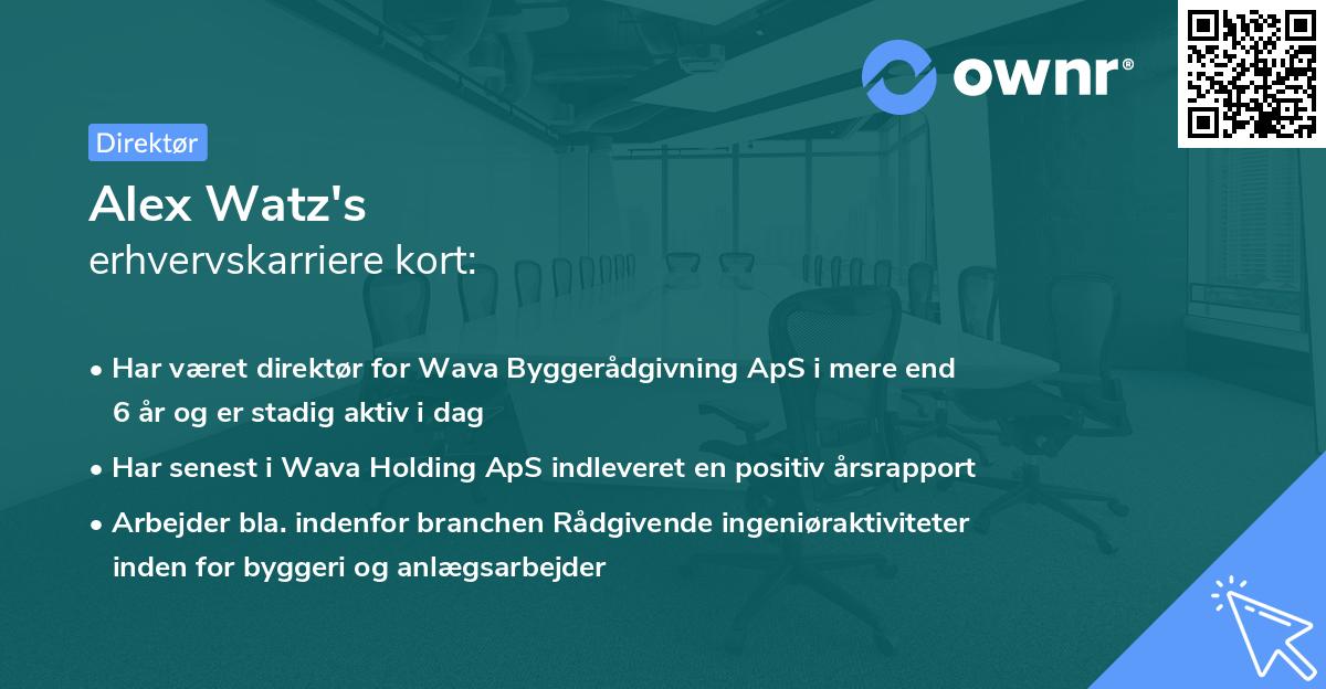 Alex Watz's erhvervskarriere kort