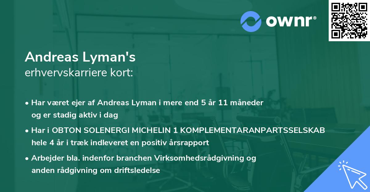 Andreas Lyman's erhvervskarriere kort