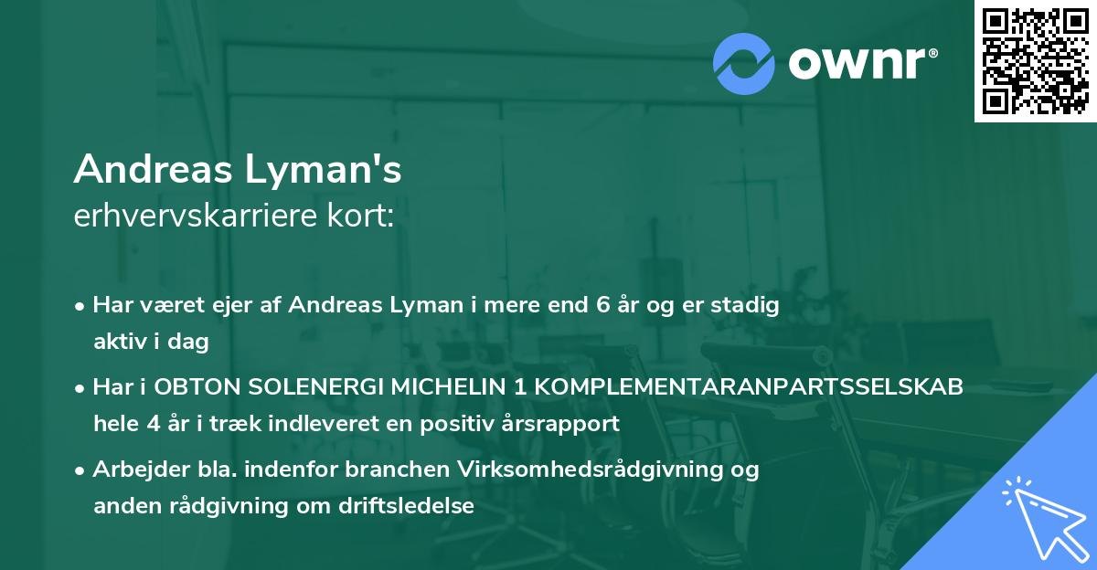 Andreas Lyman's erhvervskarriere kort