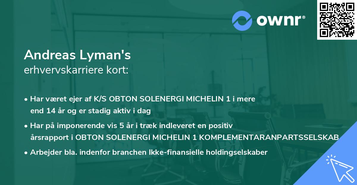 Andreas Lyman's erhvervskarriere kort