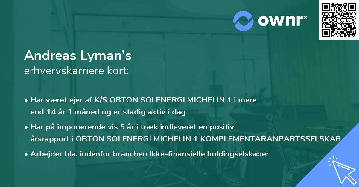 Andreas Lyman's erhvervskarriere kort