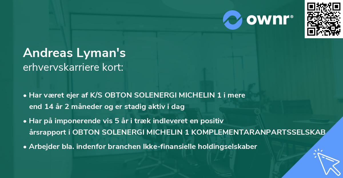 Andreas Lyman's erhvervskarriere kort