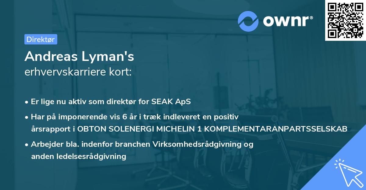 Andreas Lyman's erhvervskarriere kort