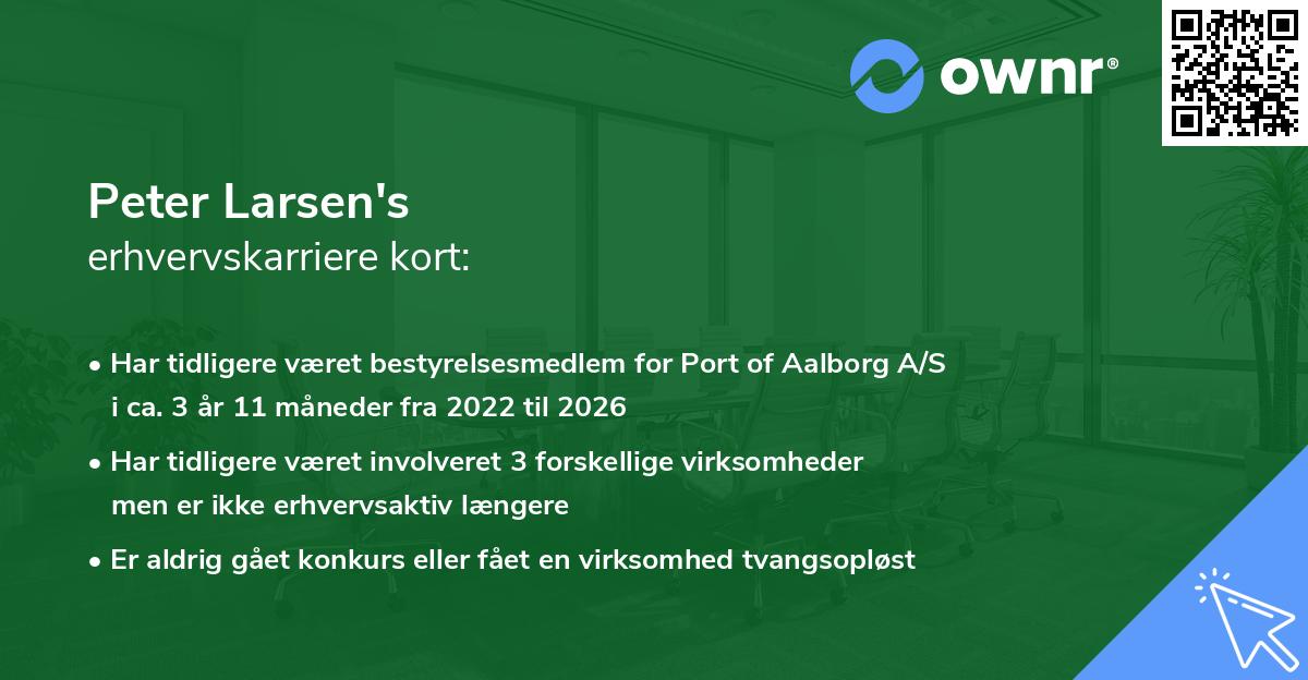 Peter Larsen's erhvervskarriere kort