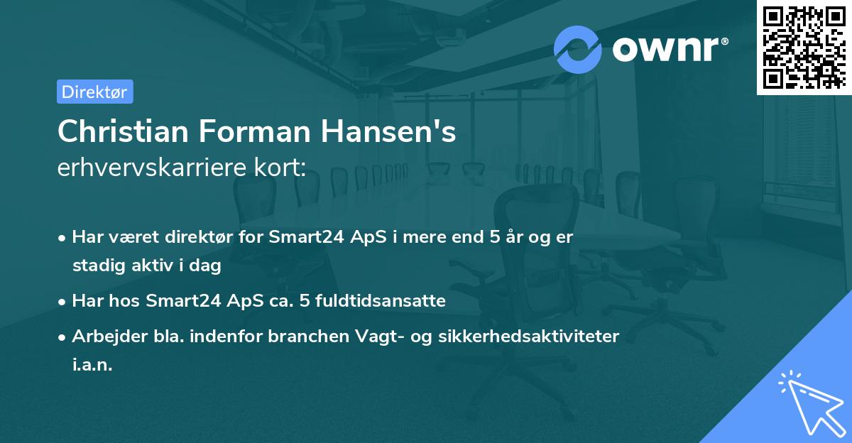Christian Forman Hansen's erhvervskarriere kort