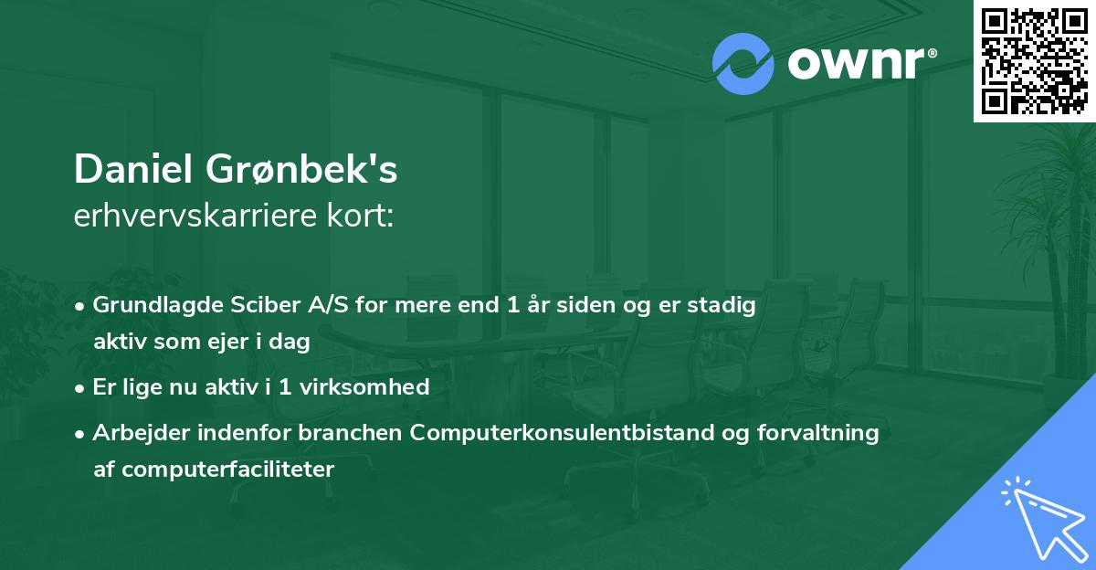 Daniel Grønbek's erhvervskarriere kort