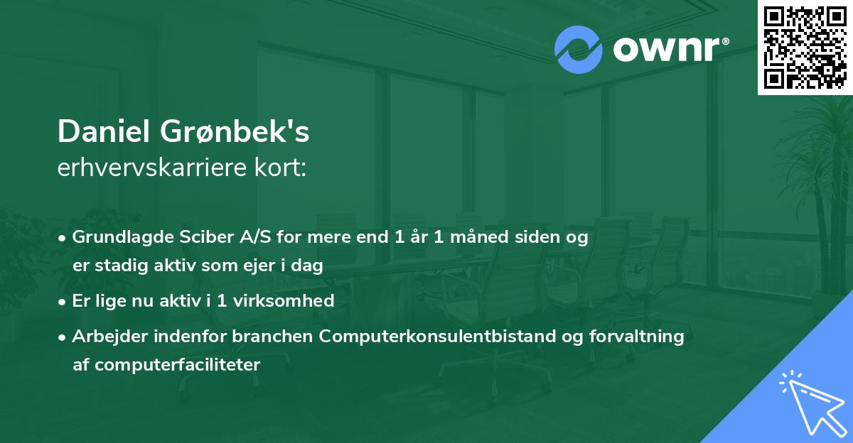 Daniel Grønbek's erhvervskarriere kort