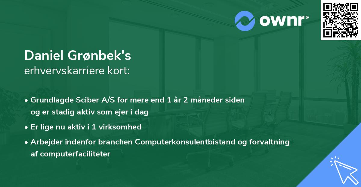 Daniel Grønbek's erhvervskarriere kort