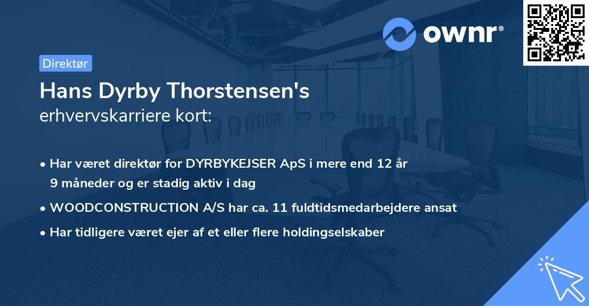 Hans Dyrby Thorstensen's erhvervskarriere kort