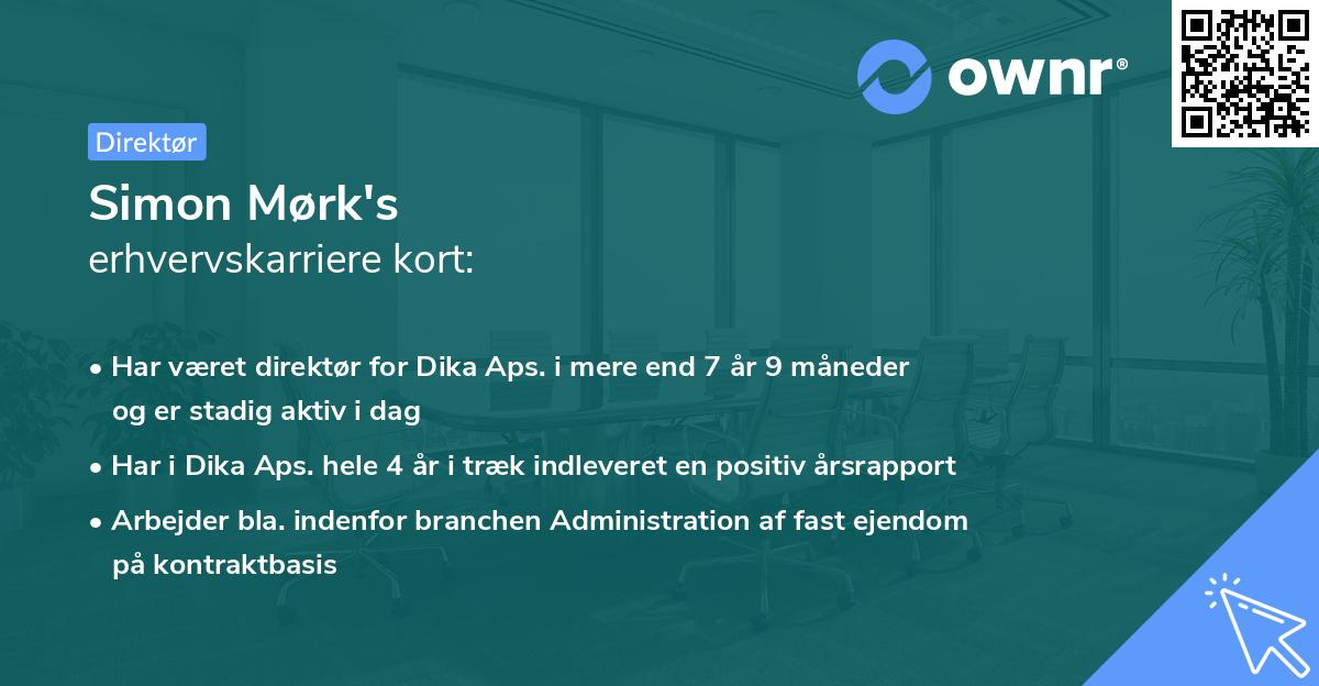 Simon Mørk's erhvervskarriere kort