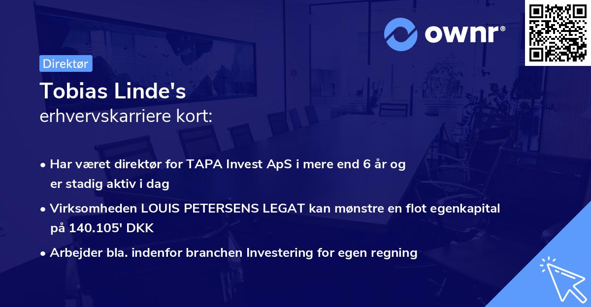 Tobias Linde's erhvervskarriere kort