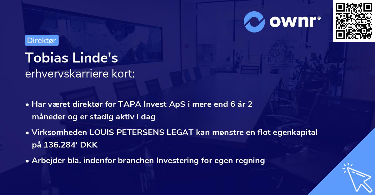 Tobias Linde's erhvervskarriere kort