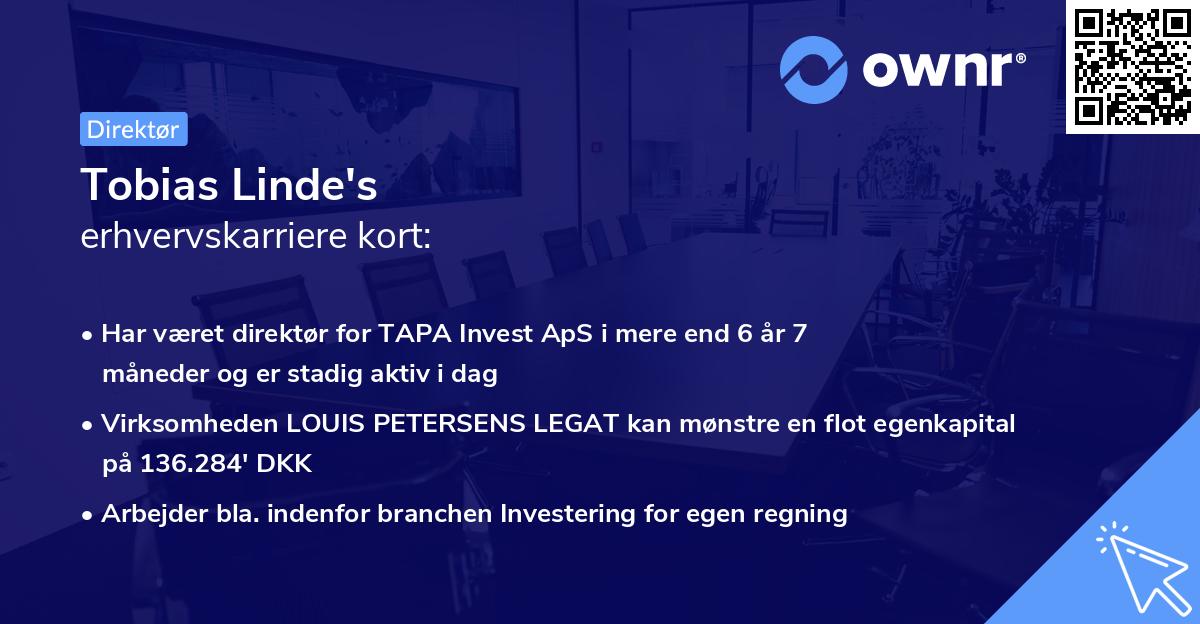 Tobias Linde's erhvervskarriere kort