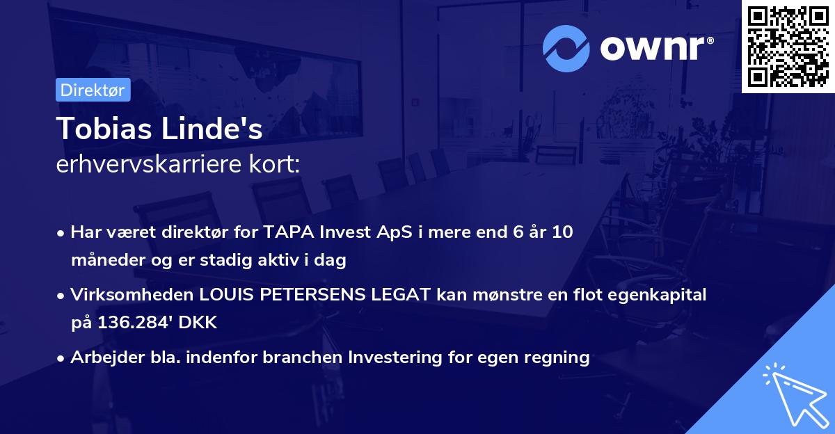 Tobias Linde's erhvervskarriere kort