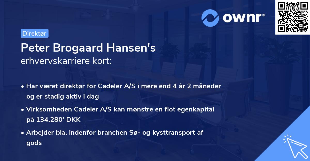 Peter Brogaard Hansen's erhvervskarriere kort