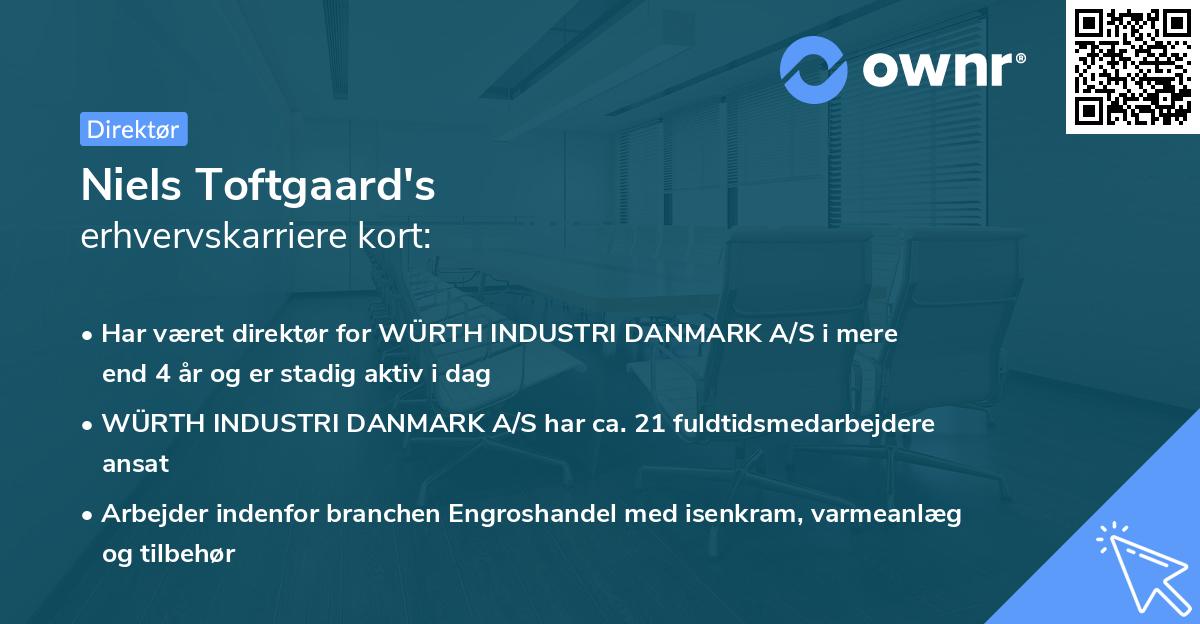 Niels Toftgaard's erhvervskarriere kort