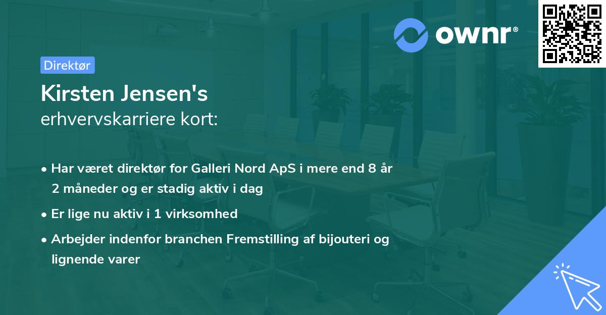 Kirsten Jensen's erhvervskarriere kort