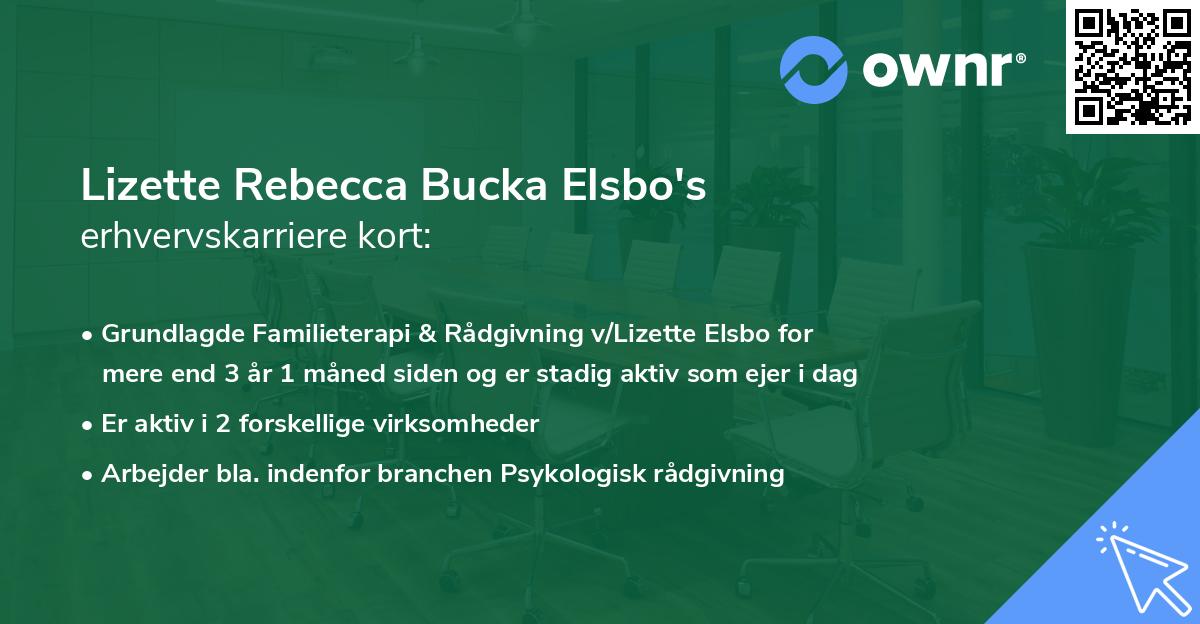 Lizette Rebecca Bucka Elsbo's erhvervskarriere kort