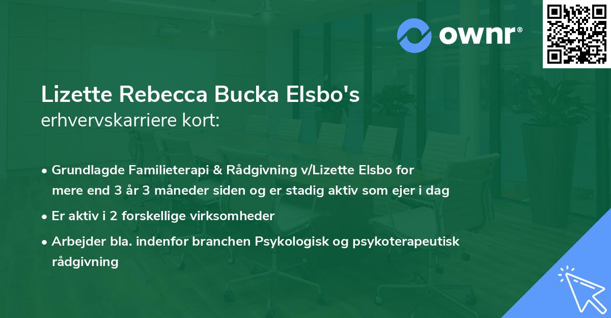 Lizette Rebecca Bucka Elsbo's erhvervskarriere kort