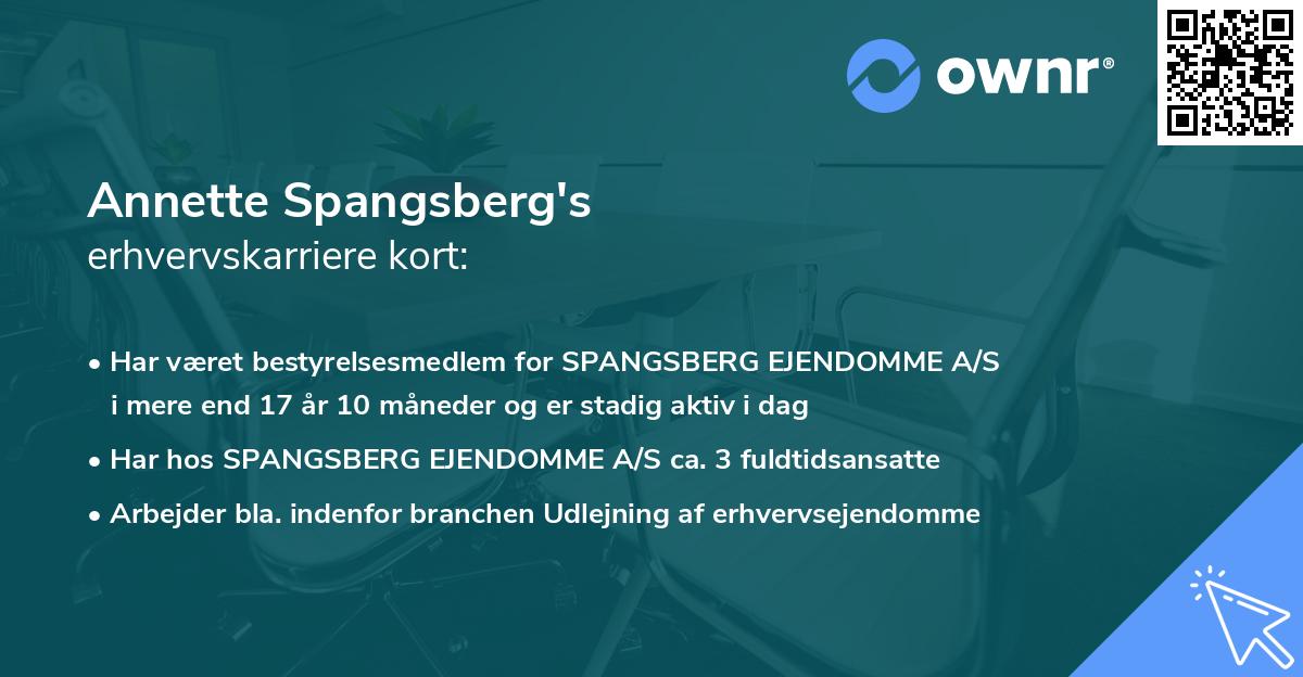 Annette Spangsberg's erhvervskarriere kort