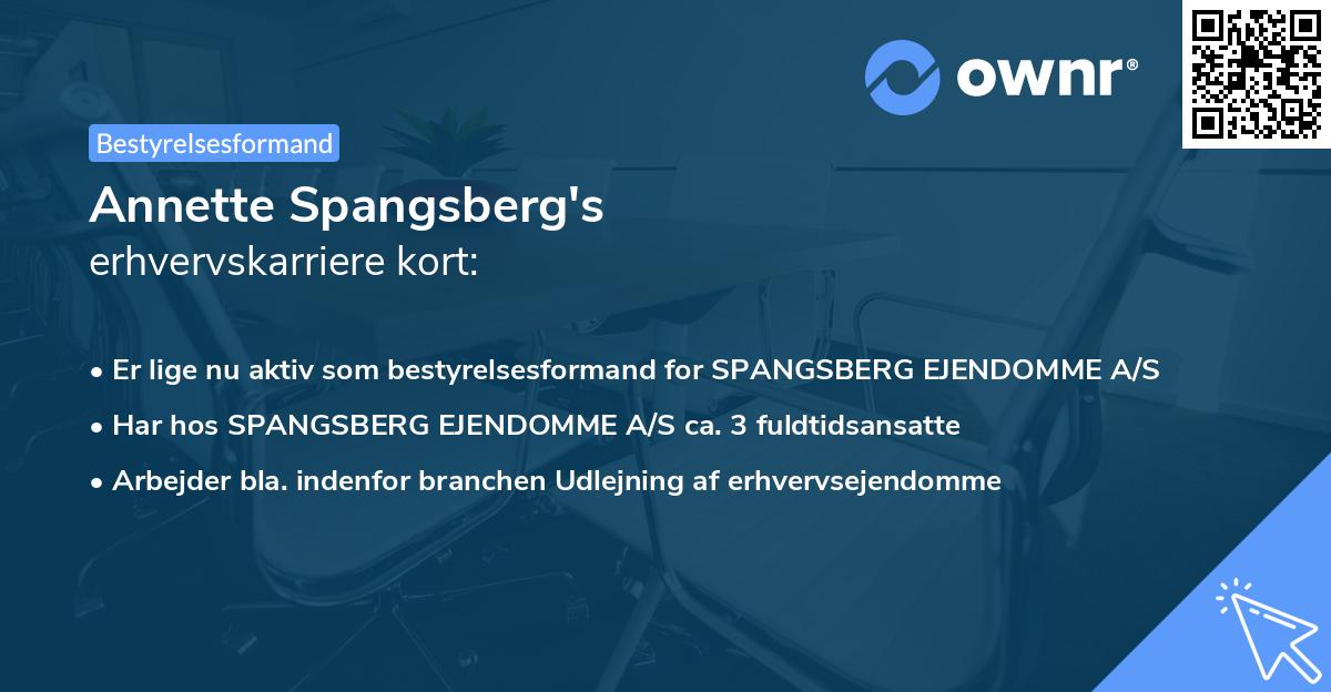Annette Spangsberg's erhvervskarriere kort