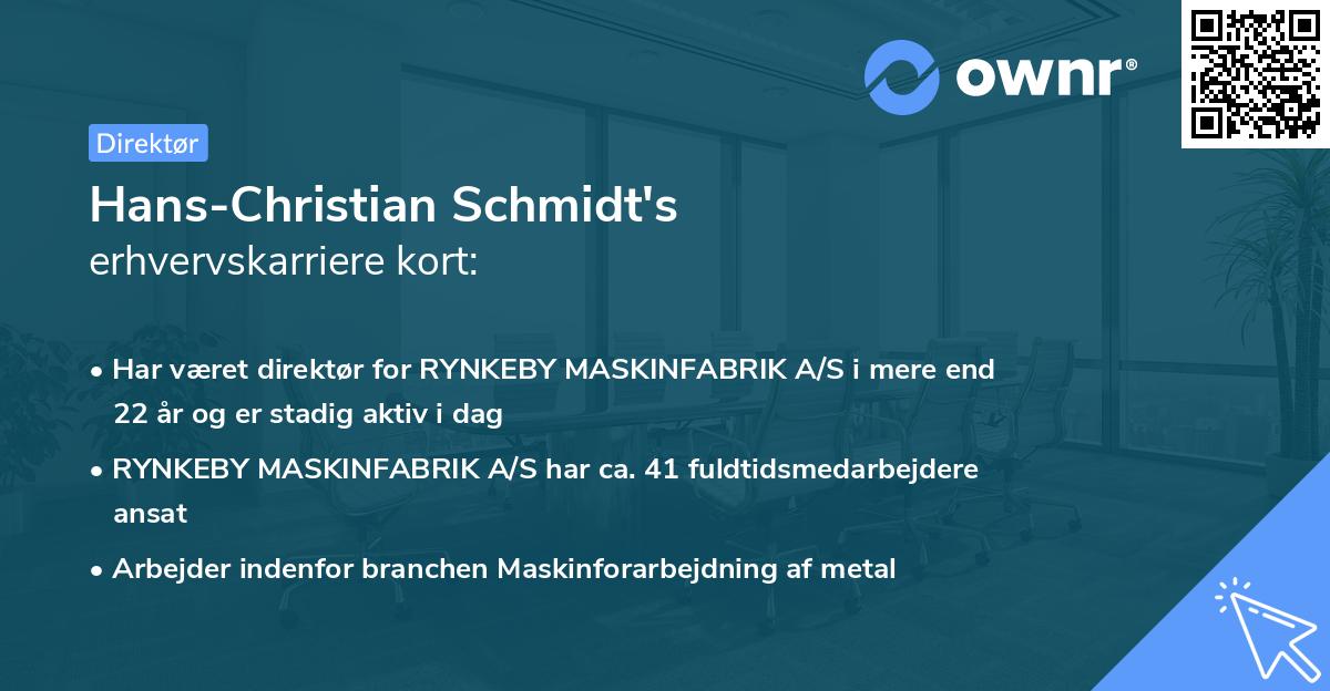 Hans-Christian Schmidt's erhvervskarriere kort