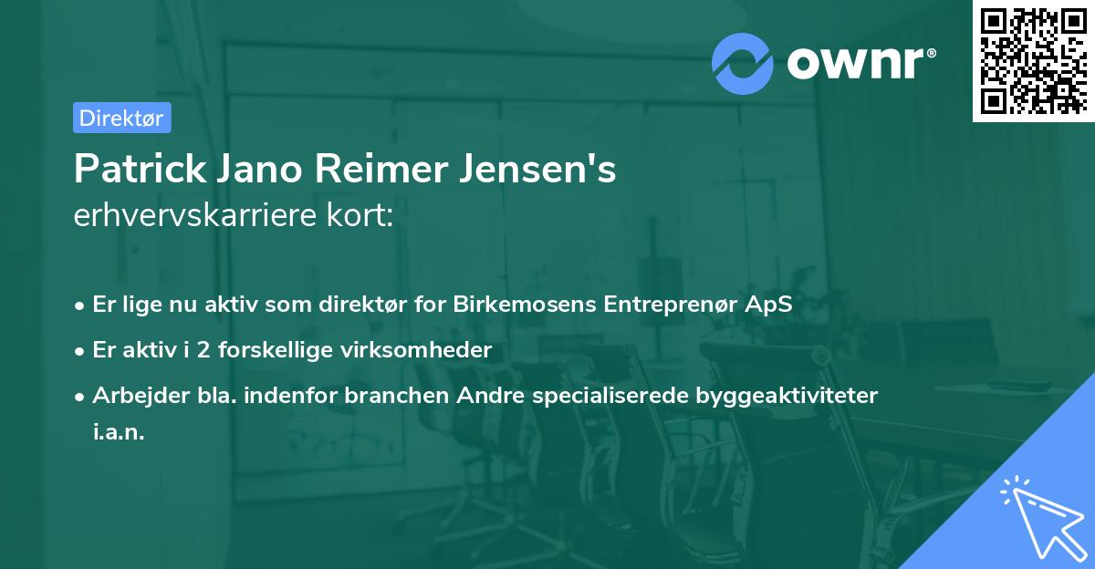 Patrick Jano Reimer Jensen's erhvervskarriere kort