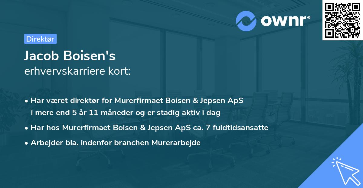 Jacob Boisen's erhvervskarriere kort
